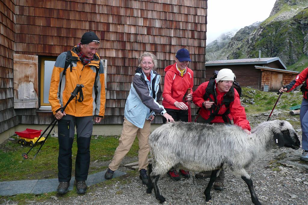 SVL_2008_08_0800_P1030758.JPG - Rudi sammelt seine Gruppe zum Abmarsch übern Keeskopf +3081m
